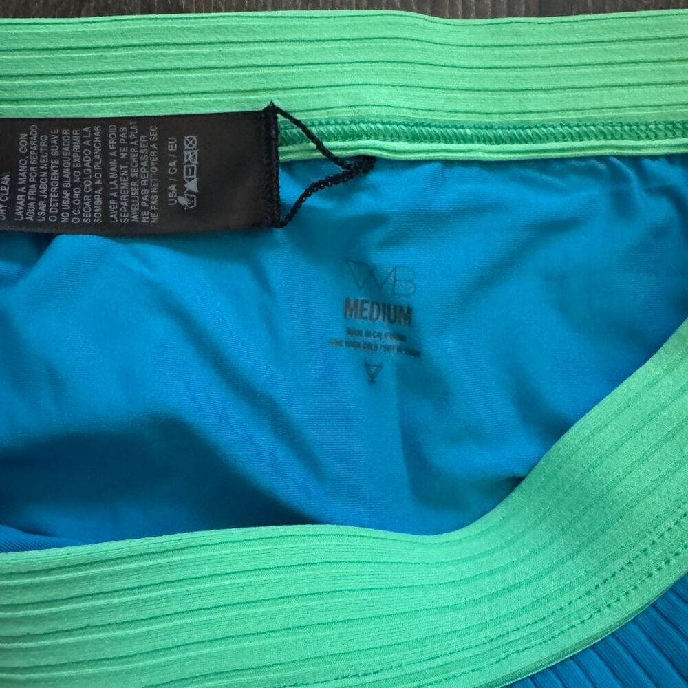 VYB | NWT Allie High Leg Bikini Bottom in Bright Neon Blue/Green Size Medium - Picture 6 of 7